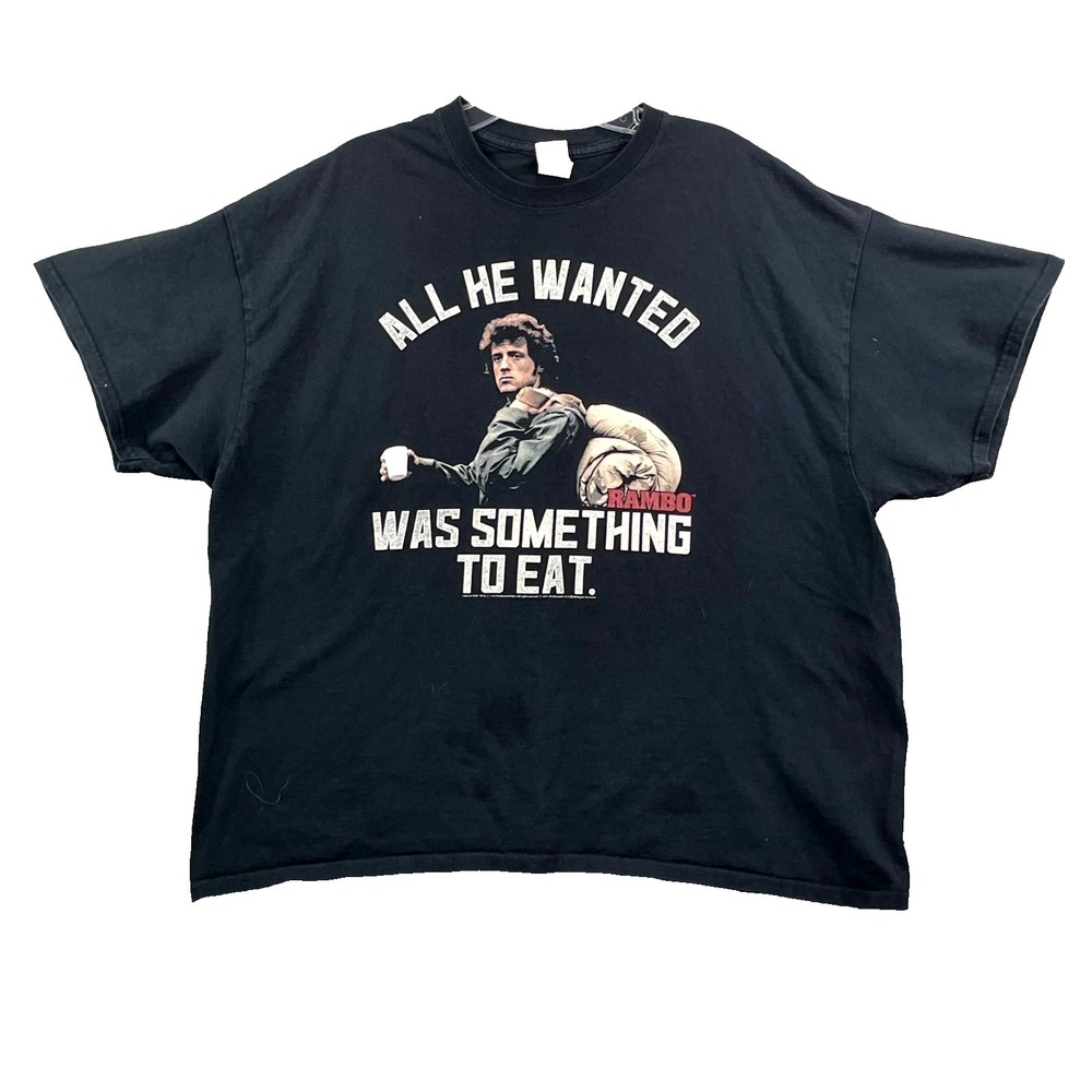 Gildan T Shirt Mens 2XL‎ All He Wanted Was Something To Eat Rambo First Blood